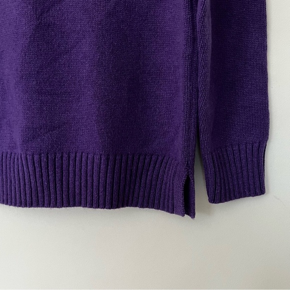 Express Wool Blend V-Neck Sweater Men's Purple Long Sleeve - Picture 3 of 6